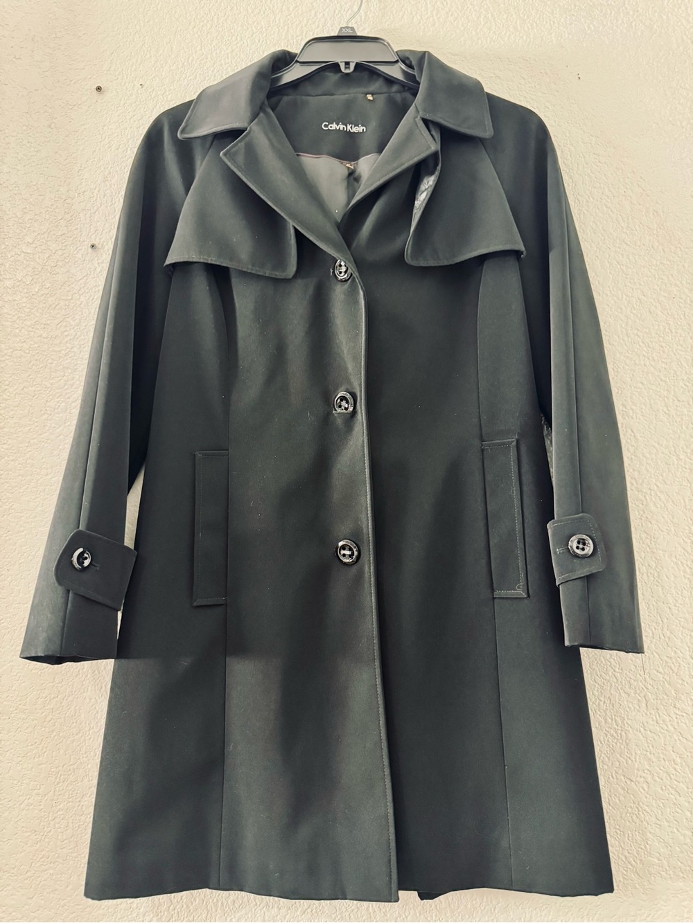 Calvin Klein Black Single-Breasted Trench Coat